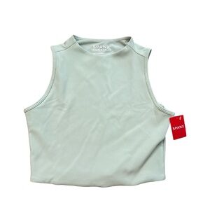 Spanx Contour Rib Mock Neck‎ Crop Top Women’s Size Medium Light Green/Teal NWTS
